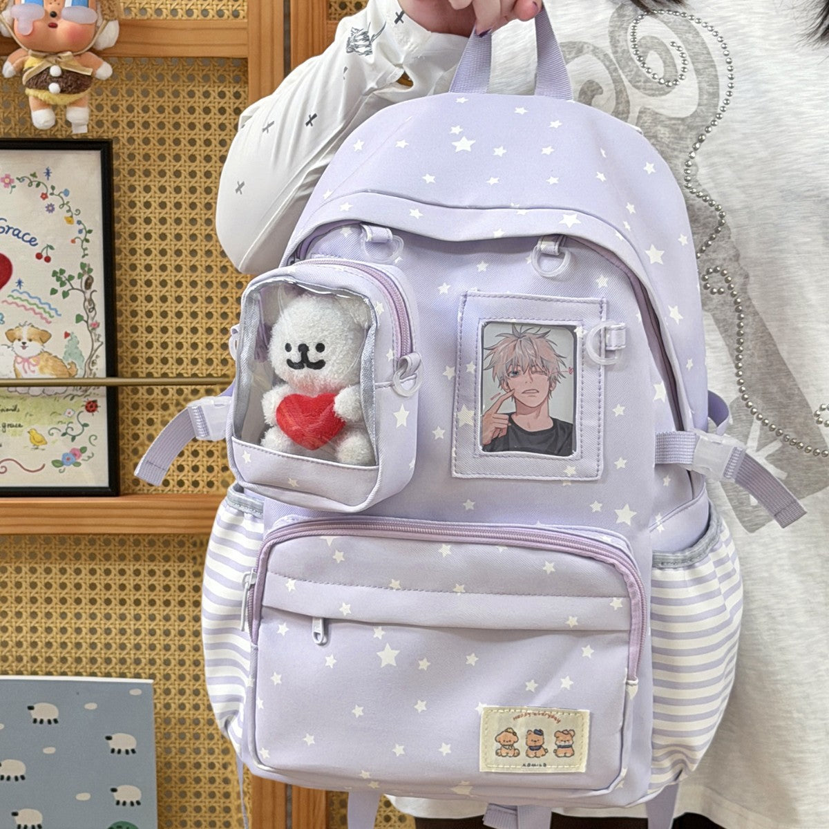Niedlicher illustrierter Rucksack mit Sternenmuster