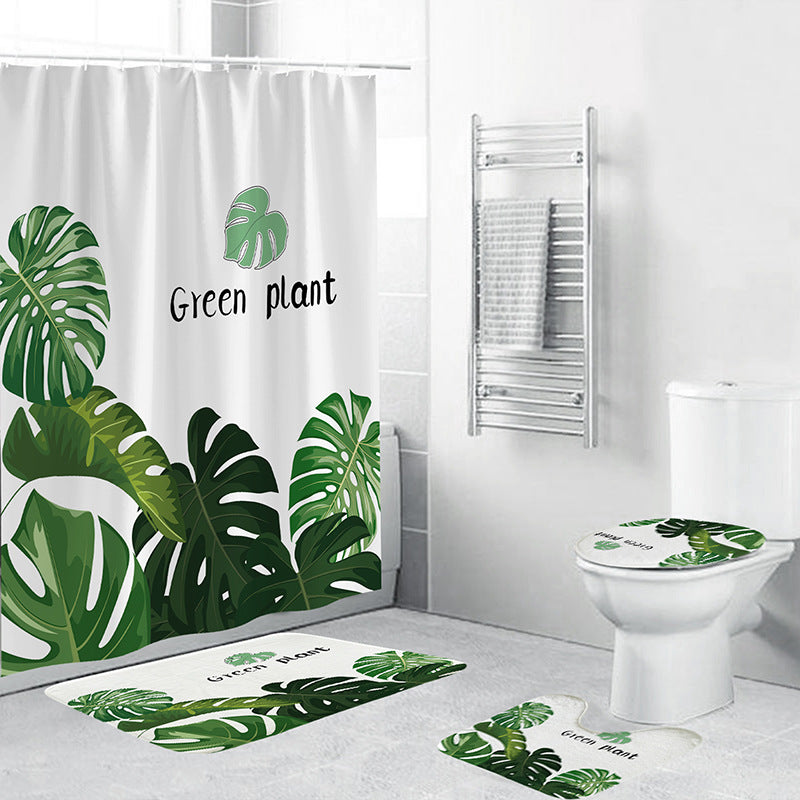 Tropisches Blattdruck Badezimmer Set Brehn