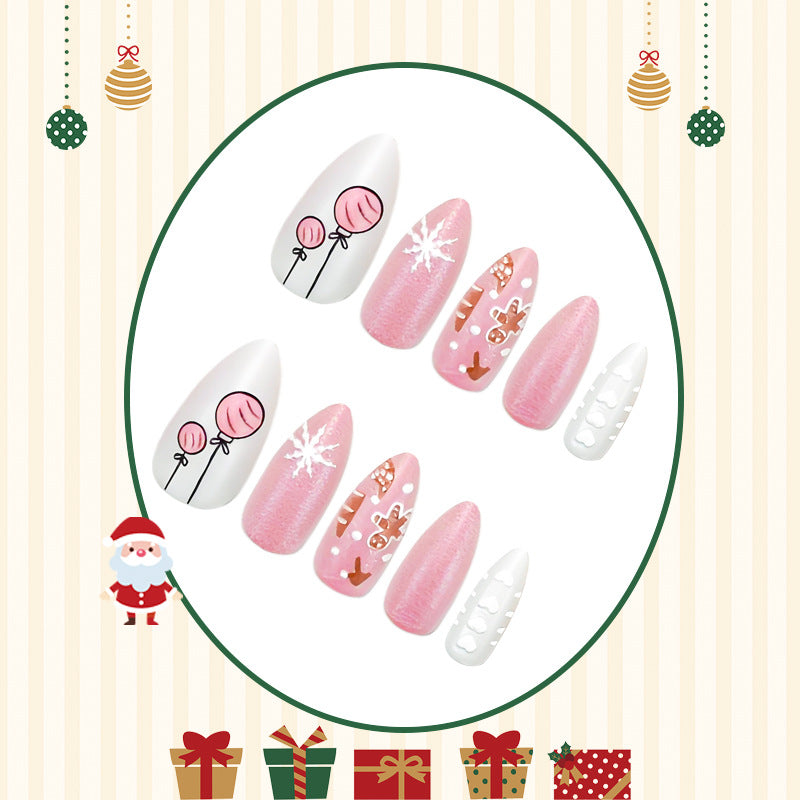 Kunstnagelset mit festlichen Weihnachtsdesigns und eleganten Verzierungen Brehn