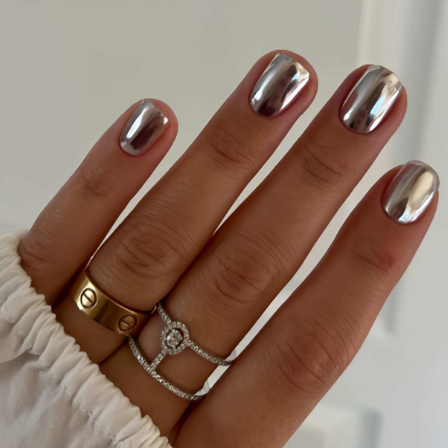 Spiegelnd Glänzendes Press-On Nagelset Brehn