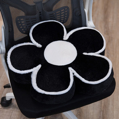 Gepolstertes Sitzkissen in Blumenform mit Kunstleder‑Mittelstück und flauschiger Randpolsterung