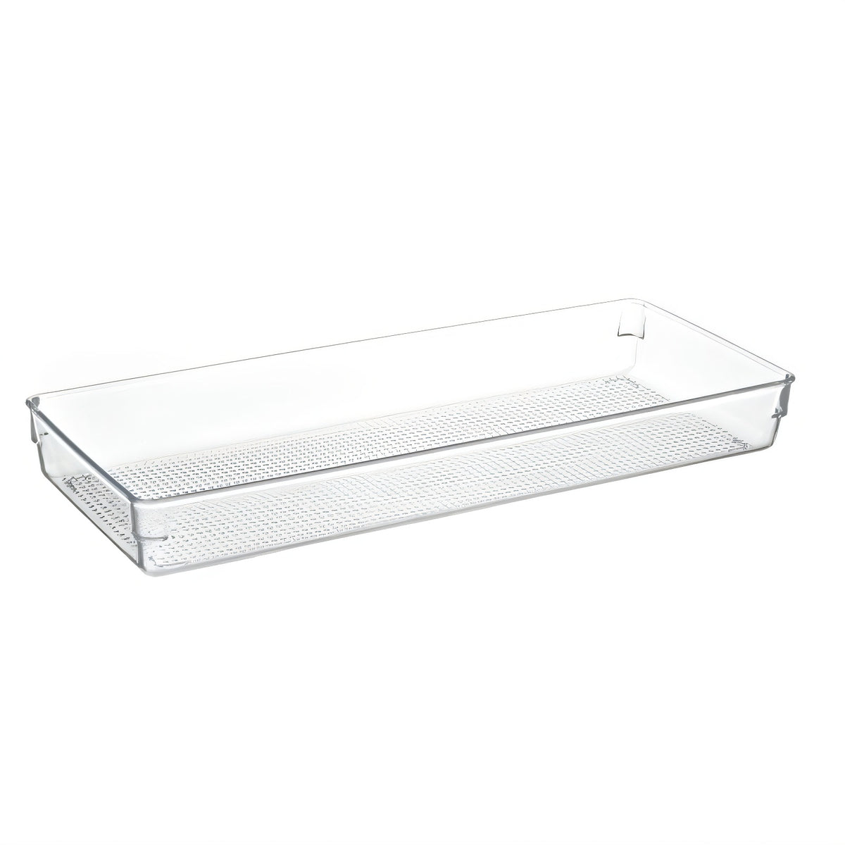 Transparente Kühlschrank-Türablage mit Riffelboden und Clipbefestigung