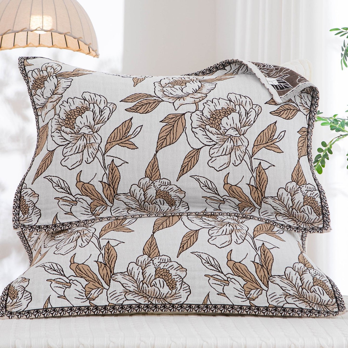 Damen Dekoratives Kissen mit floralem Muster und hochwertiger Baumwolle Brehn
