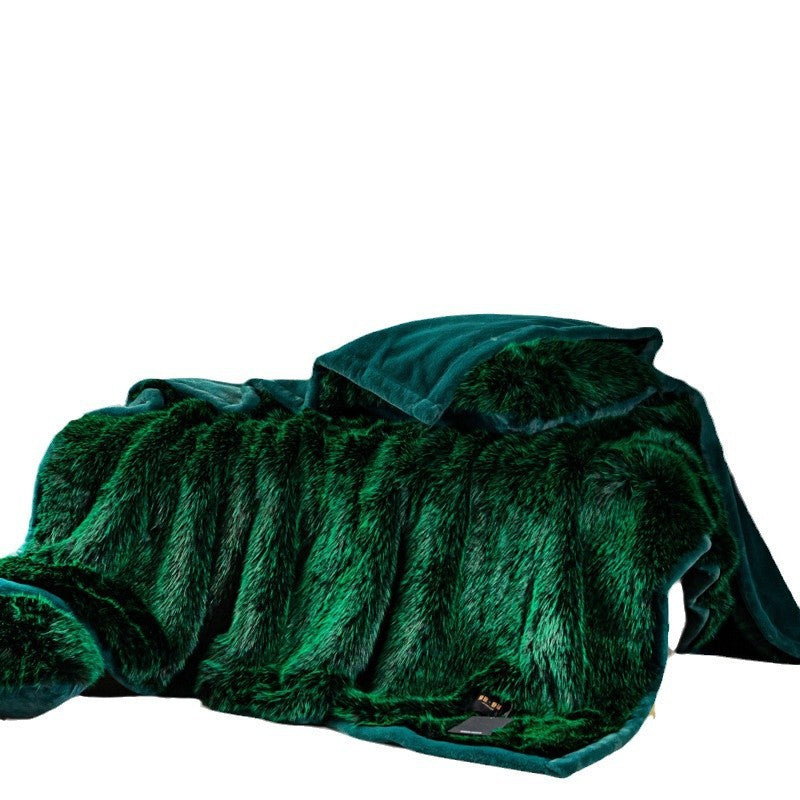 Luxuriöse umkehrbare Faux-Fur-Plüsch-Wurfdecke mit Samtrücken
