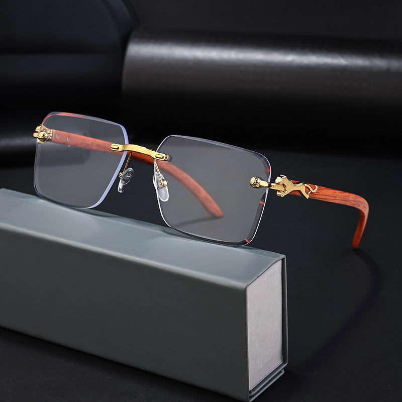 Damen Modische Quadratische Sonnenbrille mit eleganten Holzarmen Brehn