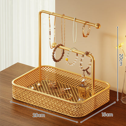 Zwei-Ebenen-Mesh-Tablett Vanity Haaraccessoire & Schmuckorganizer-Ständer