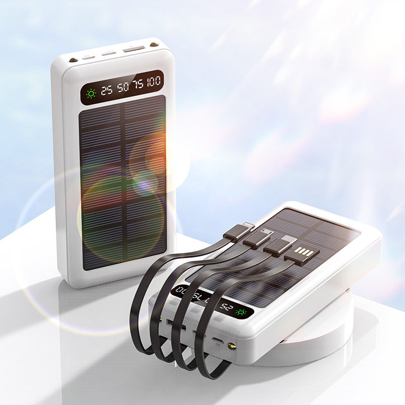 Solarbetriebene Powerbank mit Intelligenter Leistungsanzeige und Multifunktionalen Ladekabeln Brehn