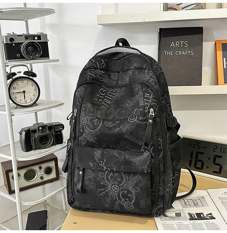 Grafikdruck Mehrfach-Taschen Schul-Rucksack