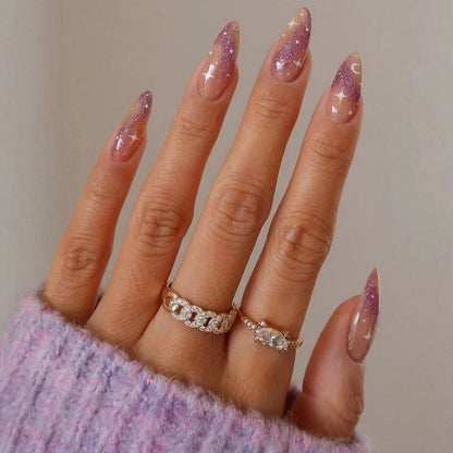 Glitzerndes Sternen Stiletto Nagelkunst Set