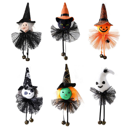 Halloween-Haarclip mit Katzengesicht, Hexenhut und Glöckchen