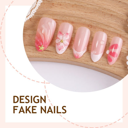 Elegantes Kunstnagelset mit floralen und Farbverlauf-Mustern Brehn