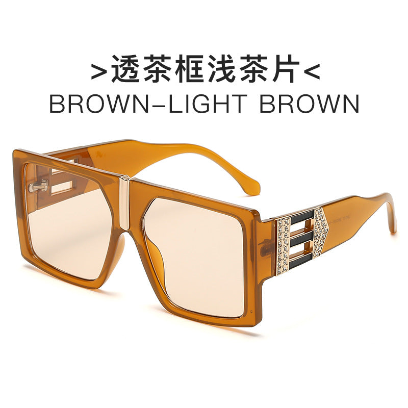 Damen elegante rechteckige Sonnenbrille mit glamourösen Verzierungen Brehn