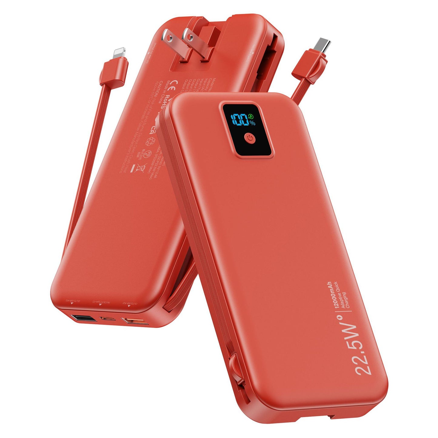 Powerbank mit Digitalem Lcd-Display und Integriertem Ladegerät Brehn