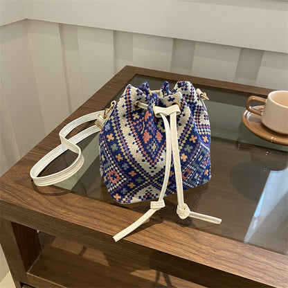 Bohemian-Stil Kordelzug Eimer Tasche