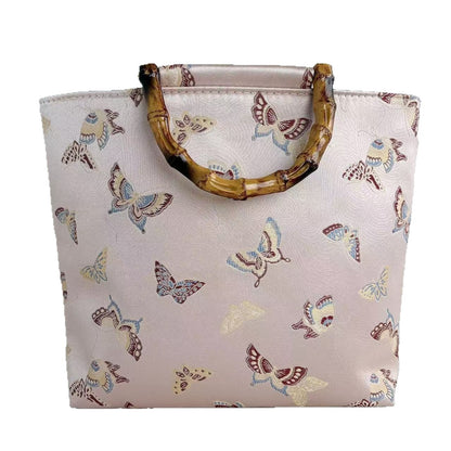 Handgefertigte Tasche mit Bambusgriffen Brehn