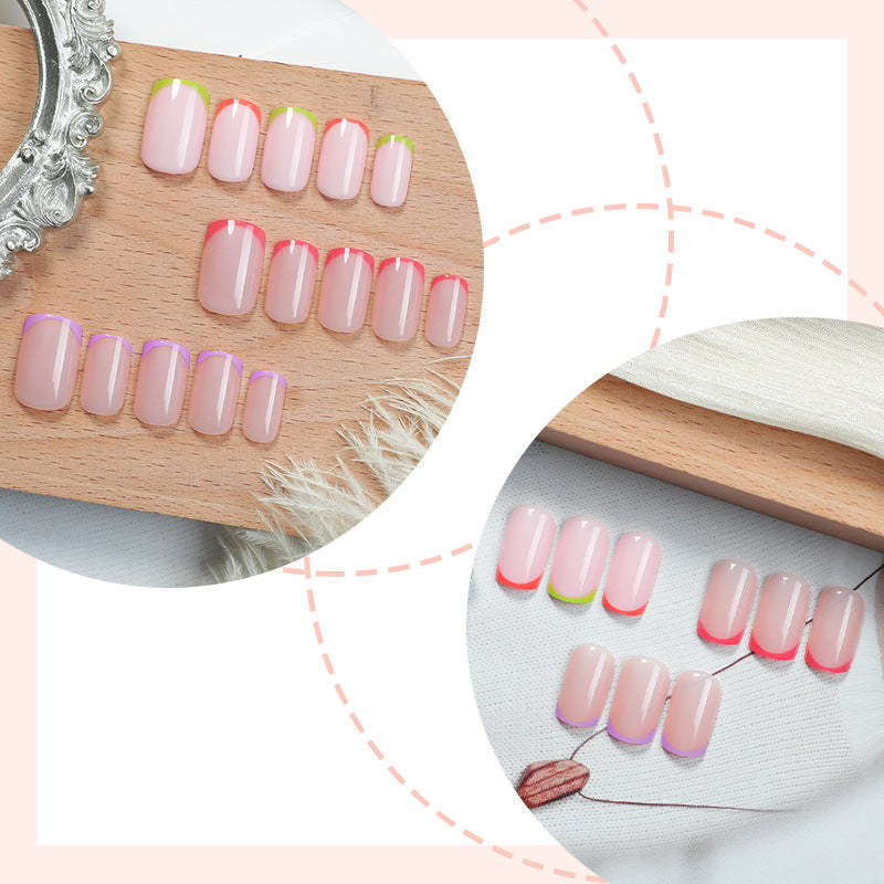 Vibrante Neon French Tip Press-On Nägel Brehn