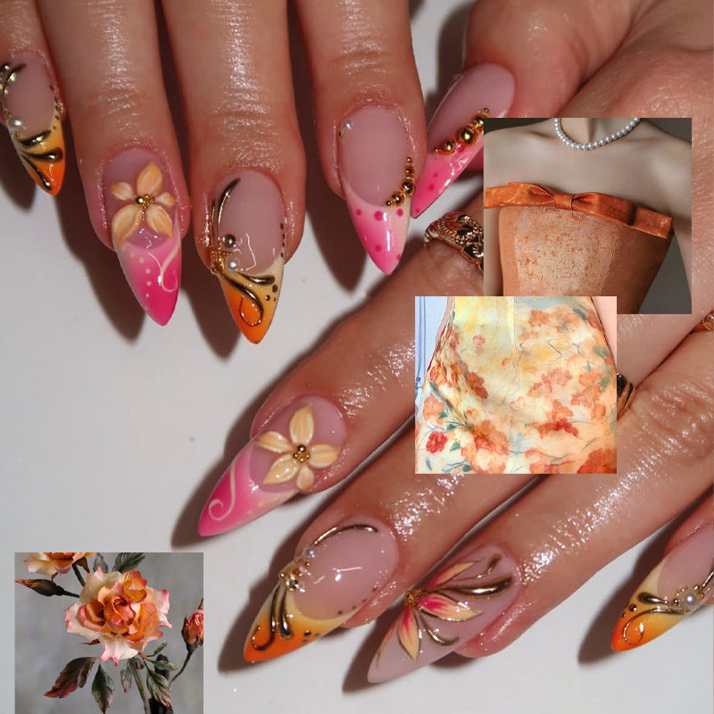 Premium Floral Design Press-On Nagelset Brehn