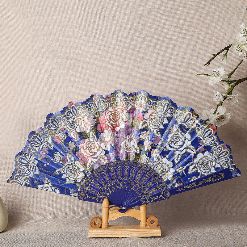 Damen Eleganter Handfächer mit aufwendigen floralen Mustern Brehn
