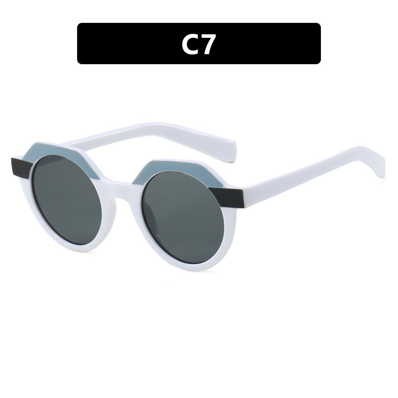 Damen extravagante runde Sonnenbrille mit farblich akzentuiertem Rahmen Brehn