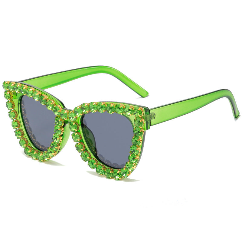 Damen extravagante Übergrößen-Sonnenbrille mit Kristallschmuck Brehn