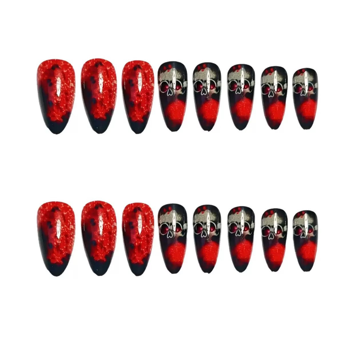 Kunstnagelset mit schaurigem Totenkopf-Design Brehn