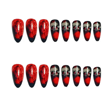 Kunstnagelset mit schaurigem Totenkopf-Design Brehn