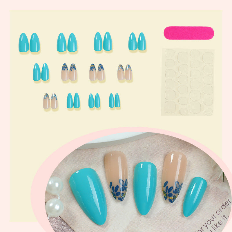 Künstlerisches Press-On-Nagelset mit floralen und Blattdesigns Brehn