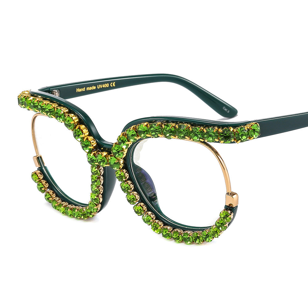 Damen Glamouröse Cat-Eye-Sonnenbrille mit funkelndem Kristallbesatz Brehn