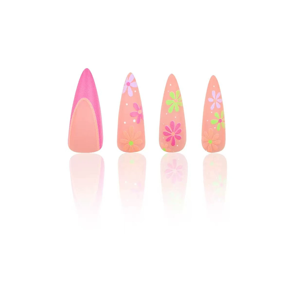 Kunstnagelset mit verspieltem Blumendesign und elegantem Hochglanz-Finish Brehn