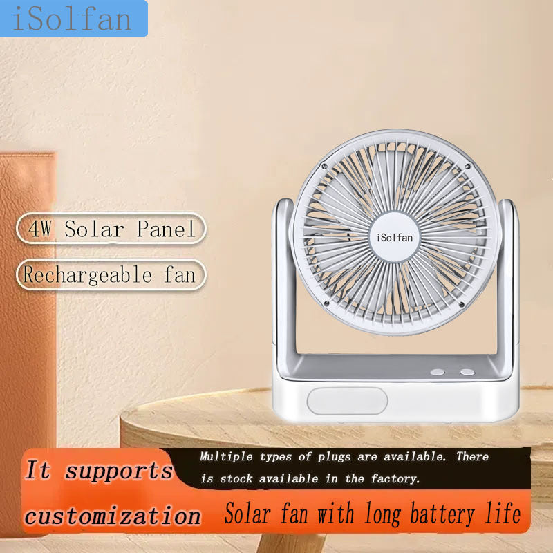 Damen tragbarer Solar-Lüfter mit integrierter wiederaufladbarer Batterie Brehn
