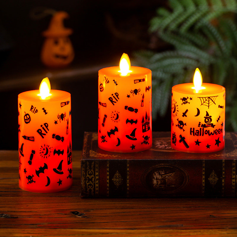 LED Dekorationskerze mit Halloween-Motiv