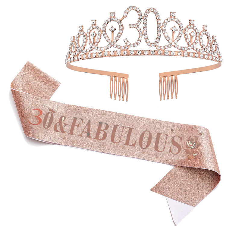 Damen Glitzernde Geburtstagstiaraset mit Sash Brehn