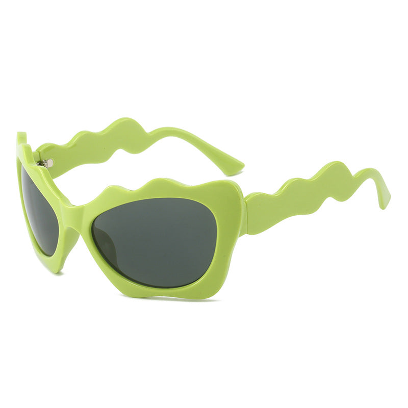 Damen extravagante Sonnenbrille mit wellenförmigem Rahmendesign Brehn