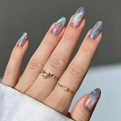 Künstlerische Glitzer-Gradient Druck-Nägel Brehn