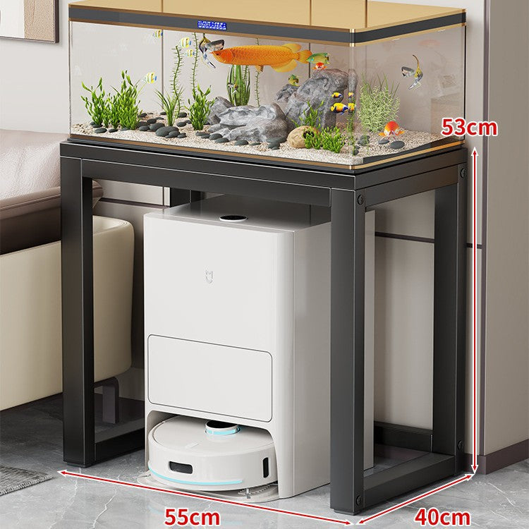 Gold-Metall-Aquarium-Konsole mit Kunstmarmorplatte und Robotersauger-Aufbewahrung