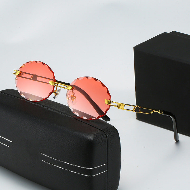 Damen runde Sonnenbrille mit einzigartigem Wellendesign und hochwertigem Metallrahmen Brehn