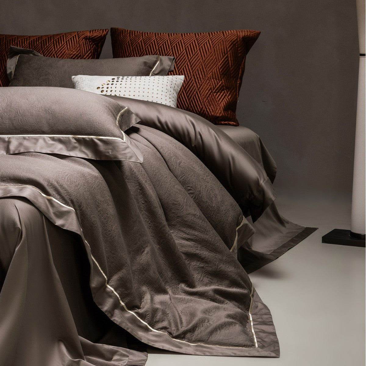 Luxus Jacquard Baumwollsatin Bettbezug Set mit Satinrand und Kissenbezügen