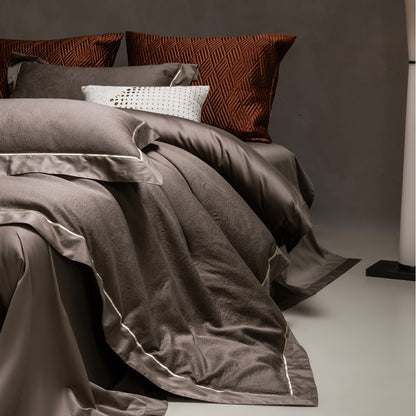 Luxus Jacquard Baumwollsatin Bettbezug Set mit Satinrand und Kissenbezügen