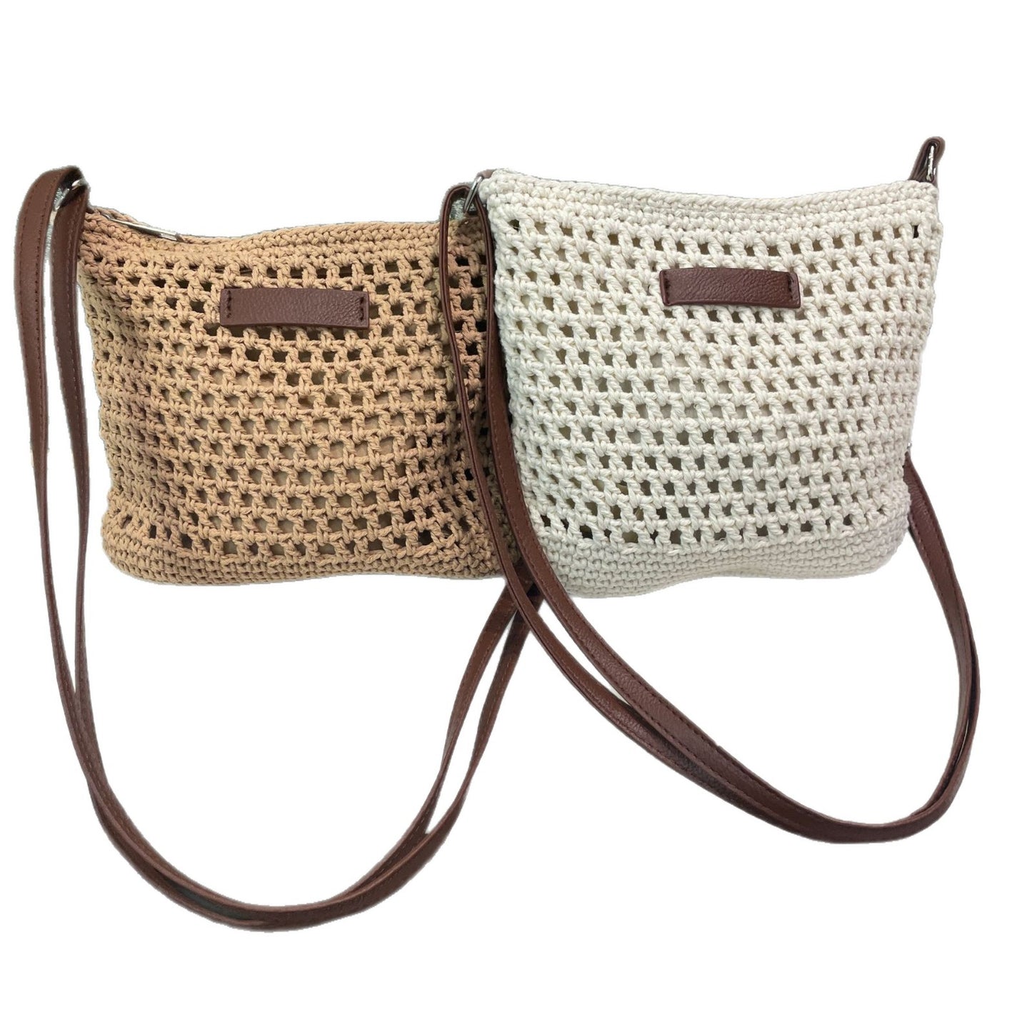 Handgeknüpfte Schultertasche mit Lederakzent Brehn