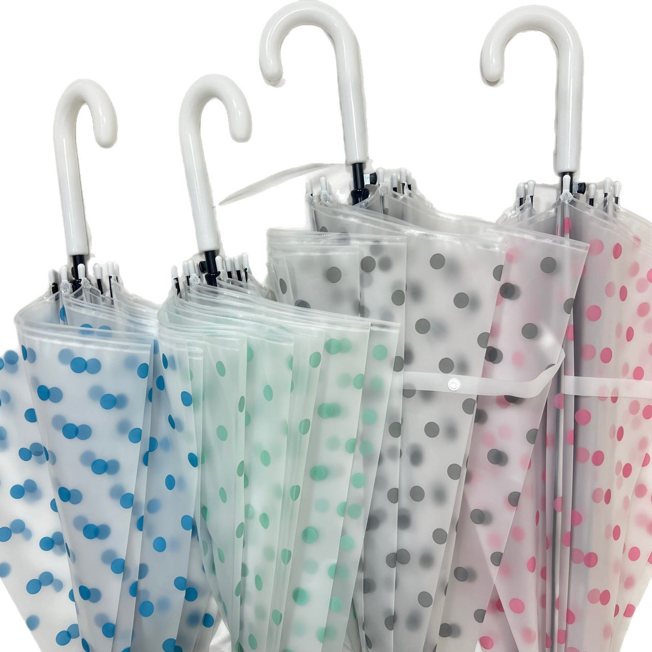 Damen transparenter Regenschirm mit Punkten Brehn