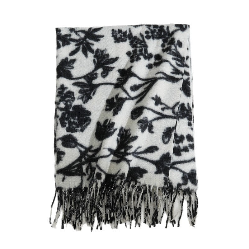 Damen Floral gemusterter Schal Brehn