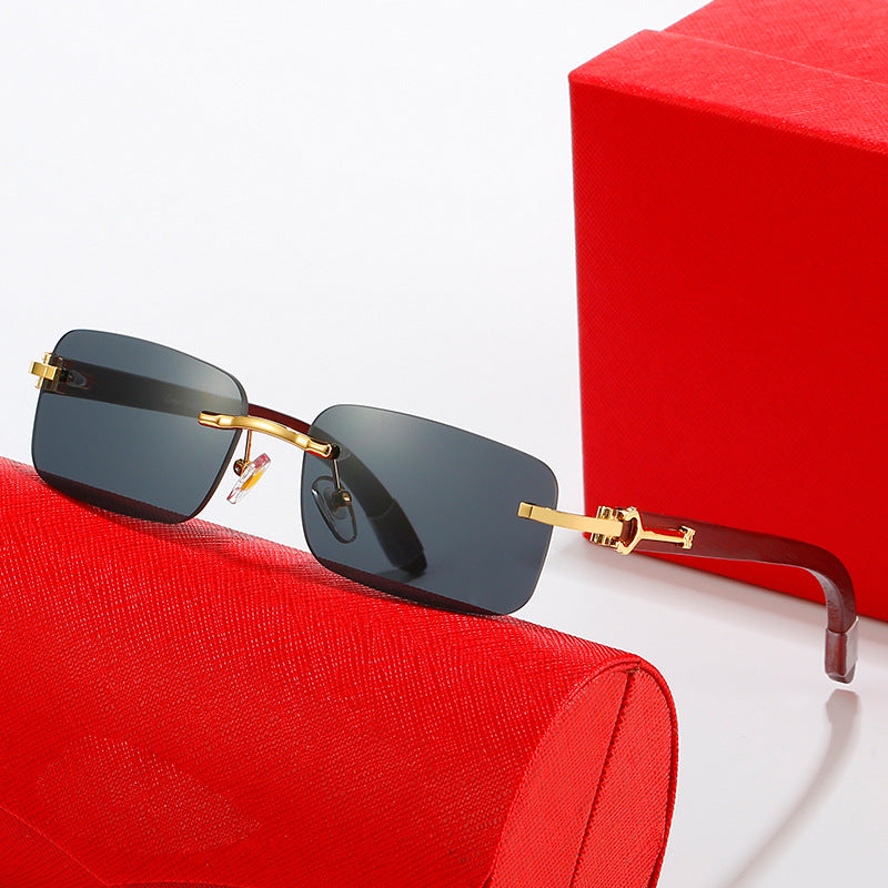 Damen modische Halbrahmen-Sonnenbrille mit luxuriösem Metall- und Kunststoffrahmen Brehn