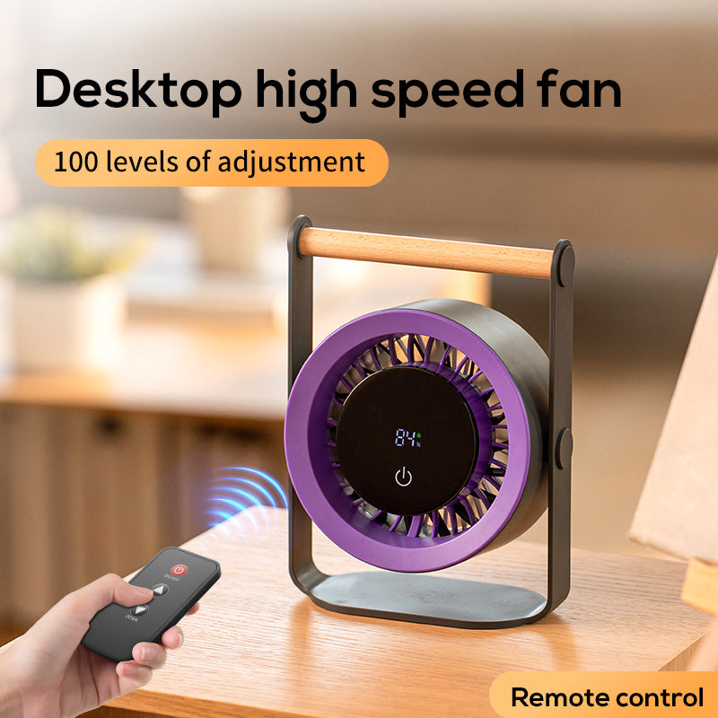 Unisex nan tragbarer Akku-Tischventilator mit digitalem LED-Display und Holzgriff Brehn