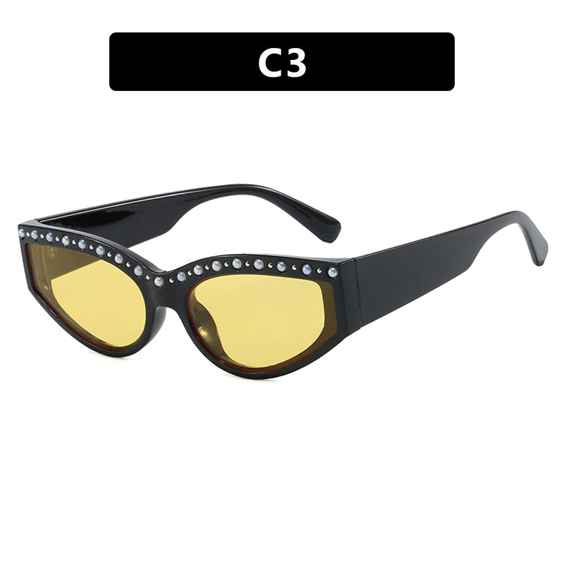 Damen Cat-Eye Sonnenbrille mit funkelndem Strassbesatz und animalischem Muster Brehn