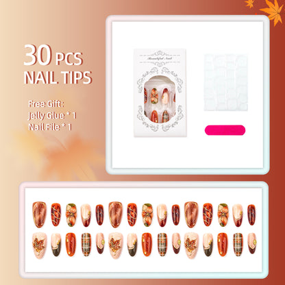 Herbst-inspiriertes manuelles Nail Art Set