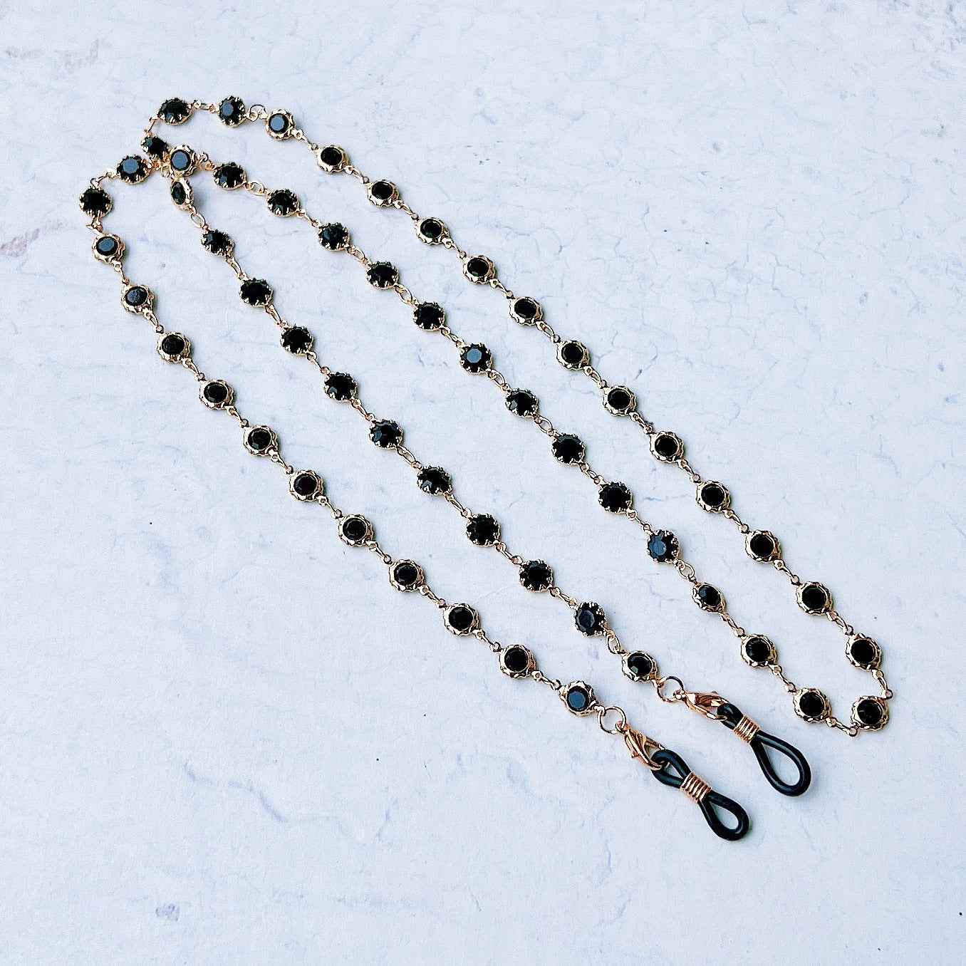 Elegante schwarze Edelstein Brillenketten Brehn