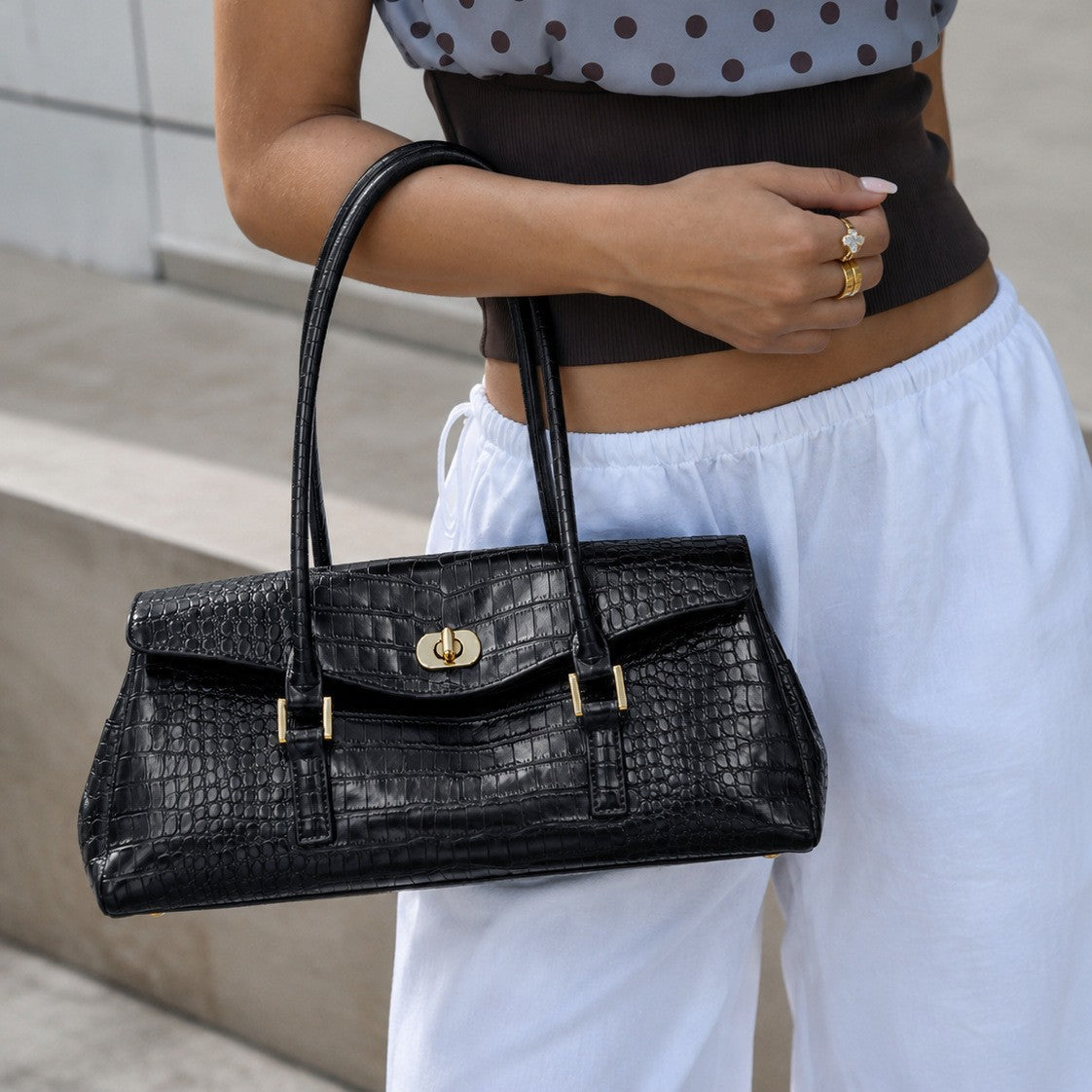 Elegante Krokodil-Optik Handtasche