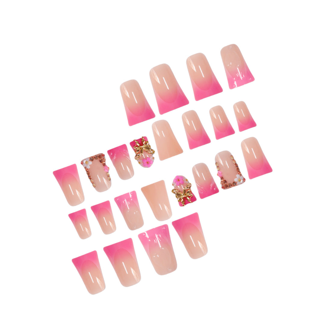 Künstlerisches Floral Press-On Nail Set Brehn