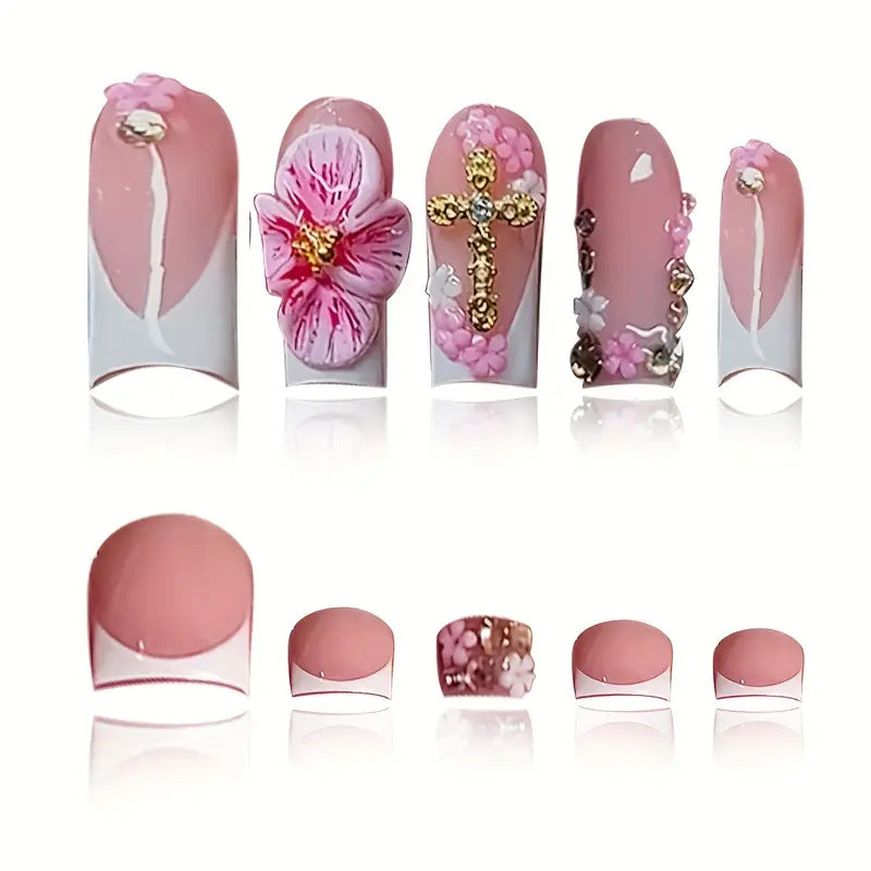 3D Floral Decorative Press-On Nails Set Brehn