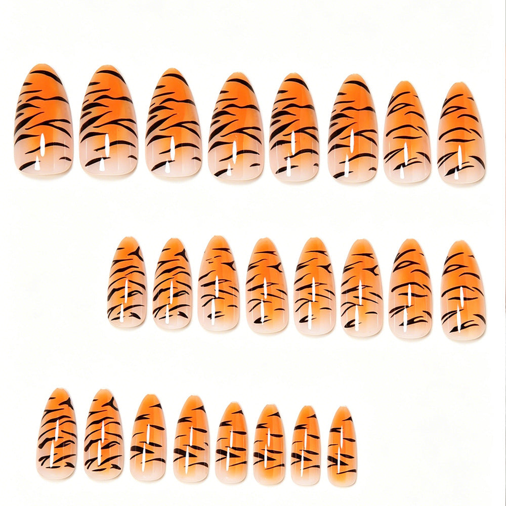 Stylische Tigerprint-Stiletto-Press-On-Nägel Brehn